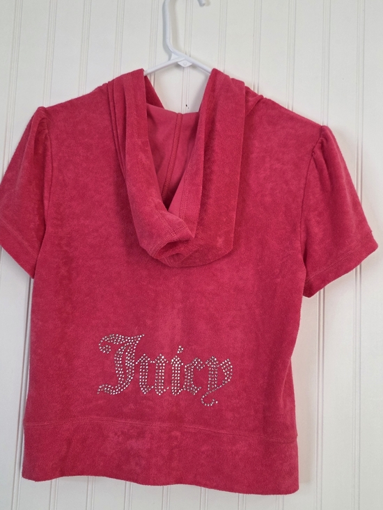 Juicy Couture Other - Juicy Couture Velour Hoodie Top – Hot Pink | Rhinestone Logo XL
